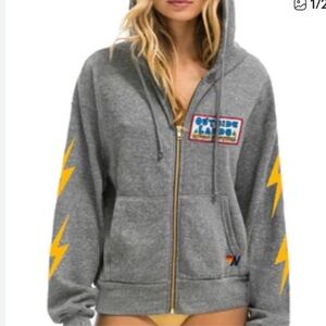 Aviator Nation Gray Front Zip Hoodie